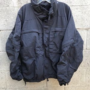 5.11 Tactical Series Jacket Mens size Xl Black Zip/Snap Front Many Pockets